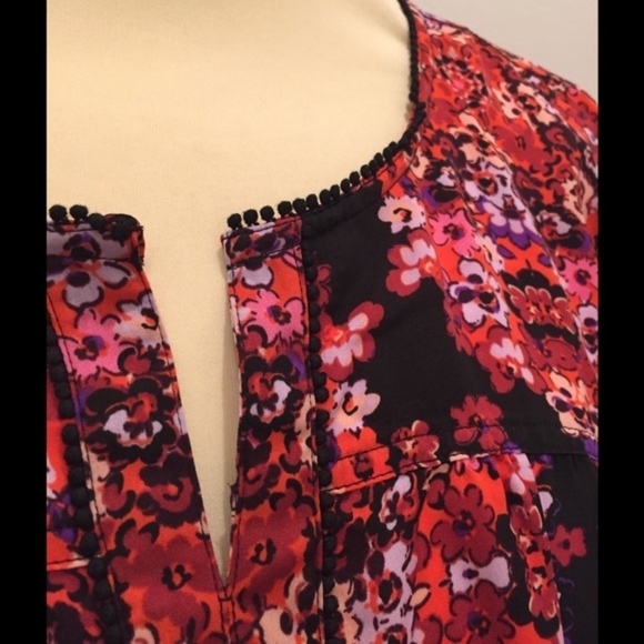 J crew peasant top with mini pompom trim - Picture 2 of 6